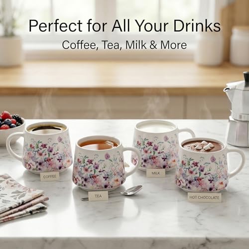 Mug floral de cerámica 12oz con caja de regalo miniatura 5