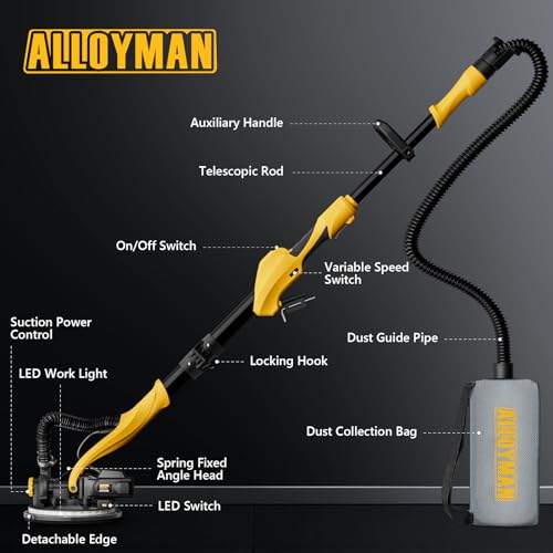 Alloyman Drywall Sander, 1050W Electric Drywall Sander With Vacuum Dust Collection thumb #5