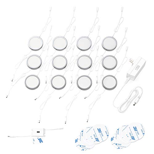 EShine Under Cabinet Puck Lights with Hand Wave Sensor – Circular LED Cabinet