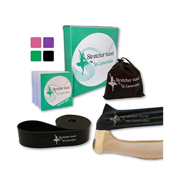 La-Esmeralda-Stretch-Bands-Set-of-2-for-Ballet-Dancers-Gymnastics-Resistance-Bands-to-Improve-Flexibility-Splitting-and-Strenght-3-Colors-Gift-Box-Instruction-Booklet-Carry-Bag-Including Stretch Bands set of 2 for Ballet, Dancers, Gymnastics .Resistance bands to Improve Flexibility, Splitting and Strenght. 3 Colors, Gift box, Instruction booklet, carry bag Including. (Black Set of 2)