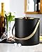 Bakpoco 3L Ice Bucket with Silicone Lid, Scoop, Gold Tongs & Strainer, Stainless Steel Double Wall Insulated Ice Buckets for Parties & Cocktail Bar, Outdoor Champagne Ice Container Bin, Black
