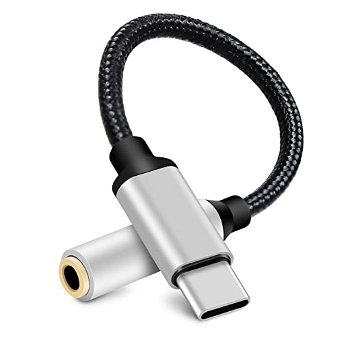 Adaptador USB C a Jack 3.5mm, USB Tipo c a Jack 3.5 mm Audio Adaptador, USB Type C jack Headphone Audio Adapters, Compatible Samsung Galaxy S21 S21+Note20 S20 Ultra, Huawei P40/P30 Pro/ (Gris) Cover