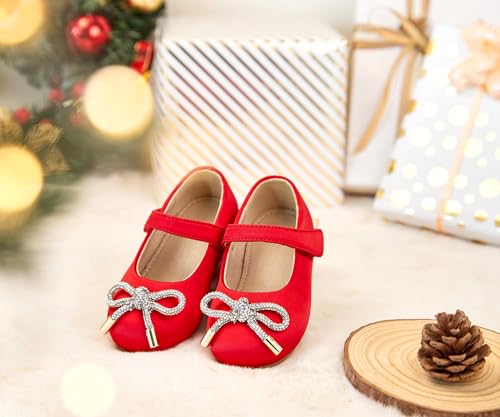 Otter MOMO Toddler/Little Girls Mary Jane Ballerina Flats Shoes Slip-on School Party Dress Red Shoes Size 10 - Thumbnail 5