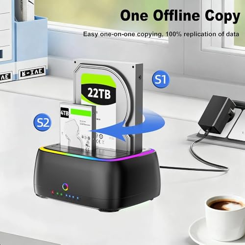 Image of ETZIN Dual-Bay Hard Drive Station USB3.0 5Gbps SATA HDD Docking Station for 2.5 /3.5 inch HDD /SSD Enclosure Clone Offline Enclosure HDD Reader Enclosure Adapter HDD External Supports up to 22TB