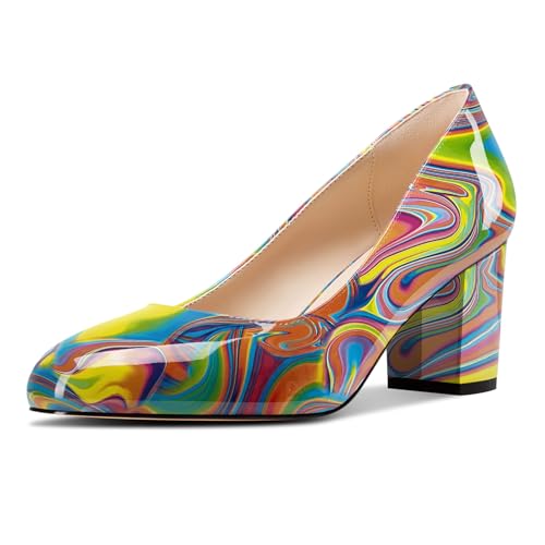 Castamere Mujer Medio Chunky Ancho Heel Cerrado el Dedo del pie Redonda Punta Clásico Pumps Slip-on Dress Casual Zapatos 6.5 CM Heels Graffiti de Colores 39 EU Castamere Mujer Medio Chunky Ancho Heel Cerrado el Dedo del pie Redonda Punta Clásico Pumps Slip-on Dress Casual Zapatos 6.5 CM Heels Graffiti de Colores 39 EU