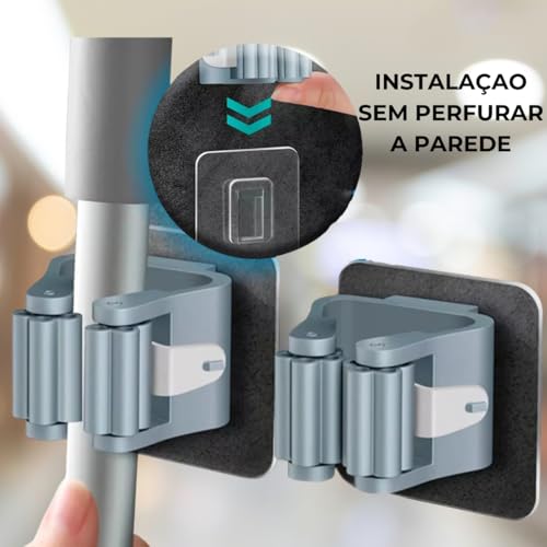 Kit 5 Suportes Organizador Adesivo Vassoura Rodos Parede