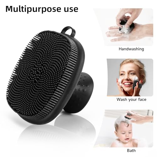 Image of Premium Silicone Face Scrubber Handheld Facial Cleansing Brush Skin Care Tools Body Scrubber Waterproof Face Brushes for Men Women Exfoliating, Black