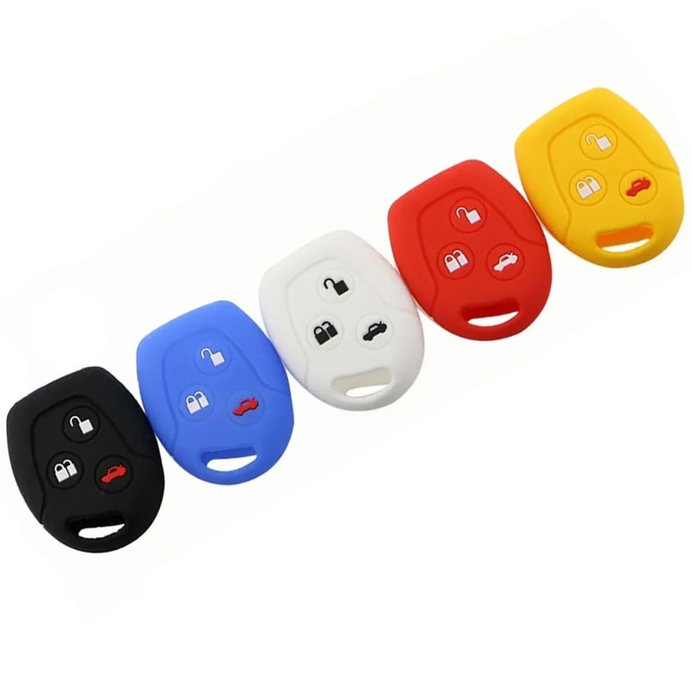 Funda metálica para Llavero de Coche Funda de Silicona para Llave de para Ford, para Focus, para Mondeo, para Festiva, para Fusion, para Fiesta KA MK4, con Mando a Distancia de 3 Botones.(White)