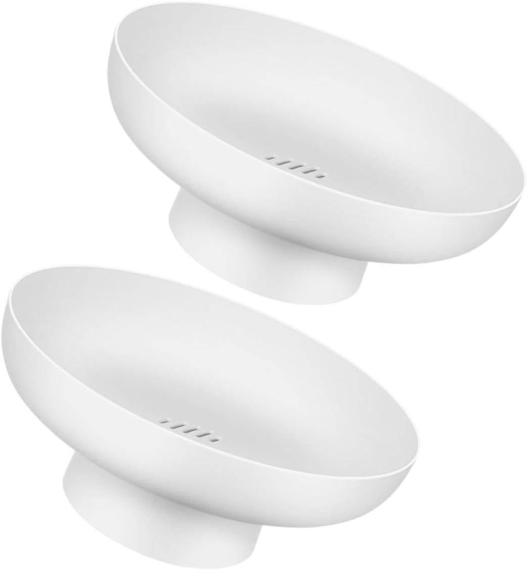 Mobestech 2pcs Decorative Footed Fruit Bowl Modern Serving Bowl for Snacks Desserts Elegant Kitchen Organizer for Home Table Versatile Storage White