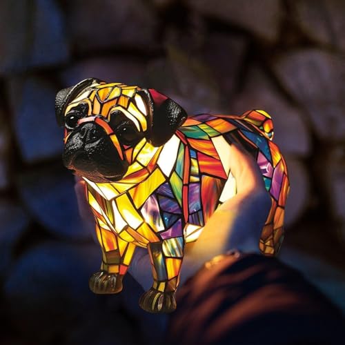 TZQFROCE Corgi Lampe und Mops Lampe Niedliche Vintage-Tischlampe Haustier Dekolampe 3D Tischlampe Wohndekor füt Schlafzimmerbeleuchtung für Katzen & Hundeliebhaber