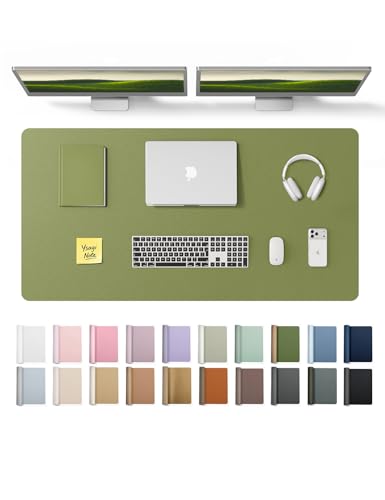 Image of YSAGi Leather Desk Protector, Office Mat, Large Mouse Mat, Non-Slip PU Leather Blotter, Laptop Desk, Waterproof Writing Pad for Office and Home (Green, 47.2 inch x 23.6 inch)