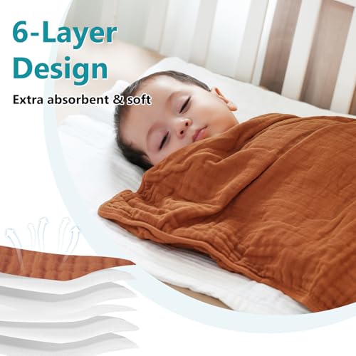Image of PHF 2 Pack Baby Hooded Towels, 100% Muslin Cotton Baby Bath Towel with Hood for Newborn, Infant, Toddler, Ultra Soft and Absorbent Baby Essentials Bath Towels for Boys Girls, 32x32Inch, Rainbow
