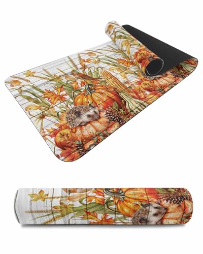 Debedcor Heat Proof Table Pads Waterproof Decorative, Thanksgiving Pumpkins Non-Slip Table Countertop Protector, Autumn Animals Harvest Wooden Insulation Mat for Kitchen Room, 40 x 12 Inches