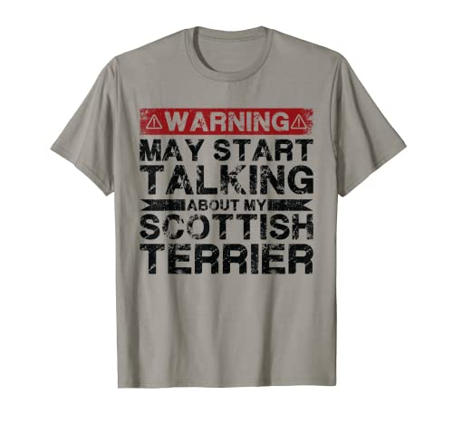 Aviso pode começar a falar sobre a minha t-shirt Scottish Terrier, cinza