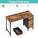 Lufeiya 47 inch Computer Desk with 4 Fabric Drawers, Reversible Writing Work Study Desk for Home Office Bedroom, Modern Simple Student PC Desks, Rustic Brown
