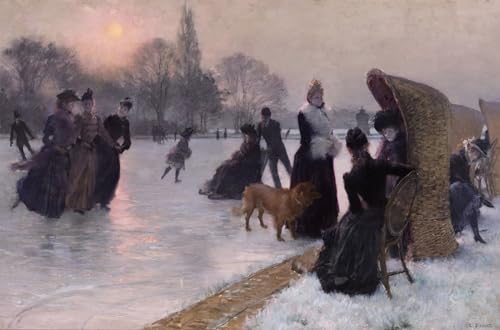Impression Patineurs sur glace Henri Lucien Doucet grand format 60x90cm premium