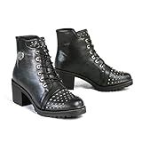 Milwaukee Leather MBL9426 Women's Distress Black Rocker Fashion Boots with Studded Instep - 10