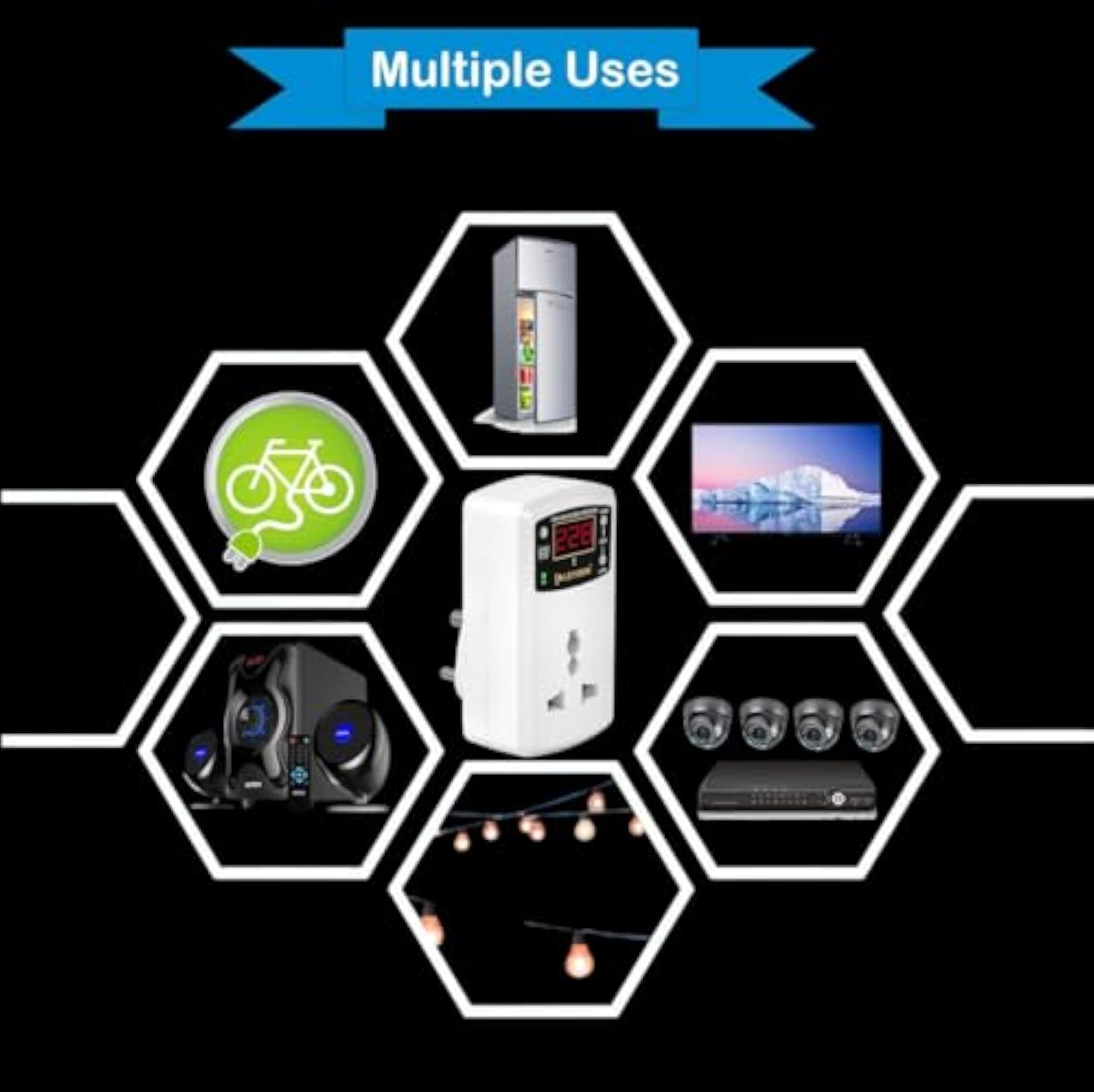 Digital Under-Over Voltage Protector Plug Socket, Adjustable