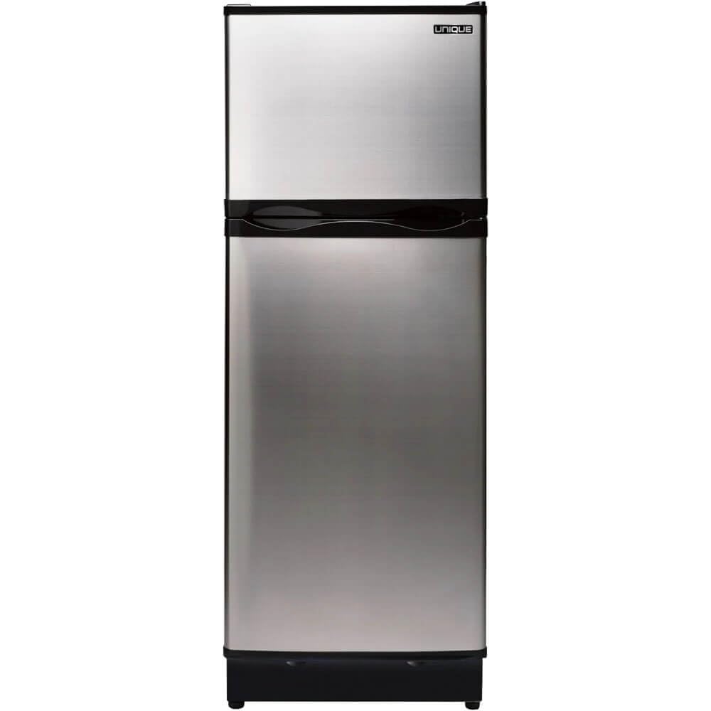 Unique Appliances UGP-10C SM SS Off-Grid 10 Cu. Ft. Propane Top Freezer Refrigerator, Stainless Steel; Battery-Operated Interior Light; Front-Mounted Controls with Cover; Dual Power | Fridge.com