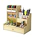 Organizador escritorio de madera, gran capacidad organizador de escritorio,Organizador de escritorio,organizadores de escritorio con cajón organizador,para accesorios escritorio. (amarillo claro)