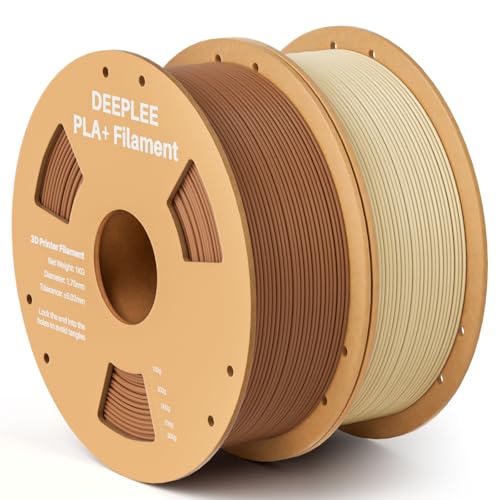 Image of PLA+ 1.75mm 3D Printer Filament, PLA Plus with Dimensional Accuracy + /- 0.02mm, Higher Strength and Toughness, Neatly Wound, No Clogging, 2 Pack 1kg Brown & Beige