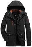 BININBOX Parka Chaud en Coton avec Capuche pour Homme Hiver (Noir, Taille EU L = Taille fournisseur 2XL)