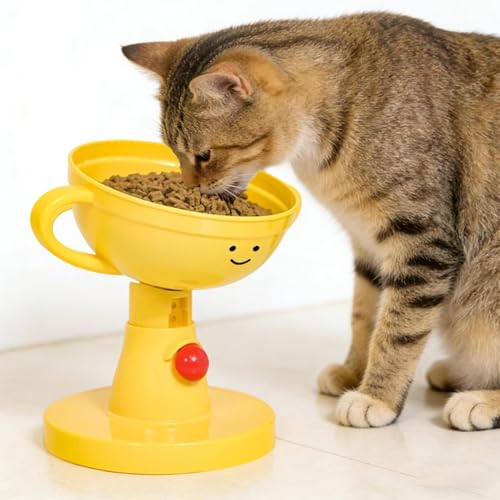 Erhöhte Katzennäpfe, Höhenverstellbare Haustierschüssel, Kleine rutschfeste Katzenfutter- und Wasserschalen mit stabilem Boden, 5-stufige Haustierfütterung, Schüssel mit einfacher Reinigung-4