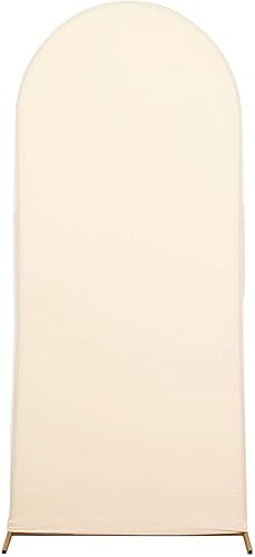 Miniatura 6 de Efavormart - Cubierta de marco de fondo de elastano beige de 6 pies, cubierta de arco de boda de 2 lados