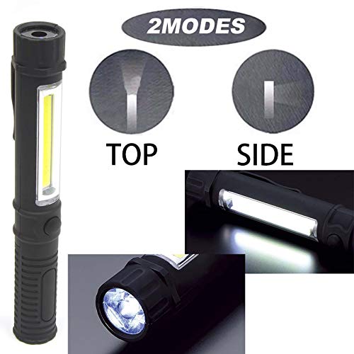 Cob Led Work Flashlight With Magnetic Base And Clip Multi-Function Pocket Pen Light Inspection Work Light, 4 Pcs #TOP1
