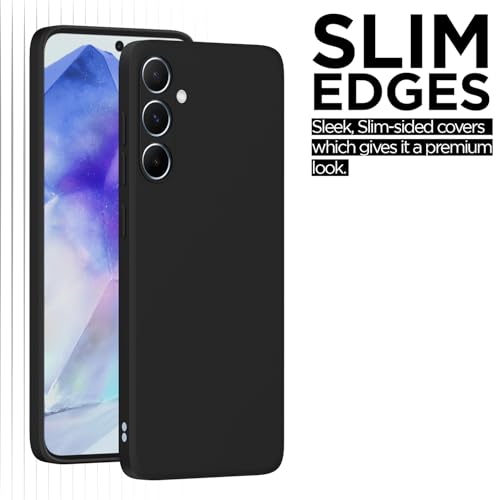 Image of Outlouders Back Cover for Samsung Galaxy A55 5G | Camera Protection | Durable Soft Matte Silicone Bumper Case (Black)