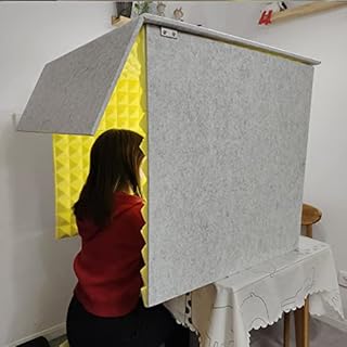 WXZX Portable Vocal Recording Booth,isolation Booth,Desktop Soundproof Cover,self Made Sound Booth Box,Vocal Absorbing Shield,High Density Absorbent Foam To Filter Vocal, Onecolor