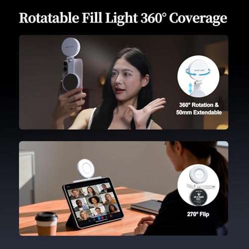 Image of FKU 3-in-1 Magnetic Beauty Selfie Light with 2.4 inch Mirror, Adjusted 3 Modes, Rechargeable Fill Light for Selfies, for Photography,Makeup,Vlog (3-in-1 Magnetic Beauty Selfie Light)