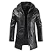 Produktbild Lässige einfarbige Langarm-Motorradjacke mit Kapuze für Herren Herbst und Winter Männer Casual Solid Color Langarm Slim Leder