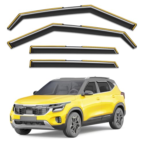 Deejecsun in-Channel Window Rain Guards Fit for Kia Seltos 2021-2026 Rain Guards Extra Durable Window Deflectors Visors Vent Visors Vent Shades Car Accessories -4 pcs