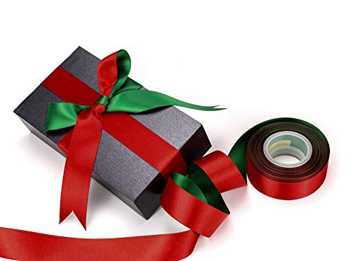 Atrbb 20 Yards 1 Inch Double-Face Two-Color Christmas Ribbon, Red And Green Ribbon For Gift Wrapping #TOP1