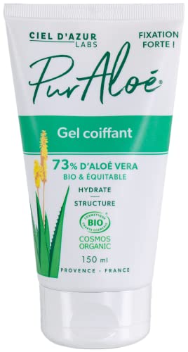 Ciel d'Azur Labs - Gel Coiffant Bio Pur'Aloé - 73% Aloé Vera Bio & Équitable - Fixation Forte, Hydrate et Structure - Certifié Bio Cosmos Organic - 99% d'Origine Naturelle - Tube 150 ml Cover