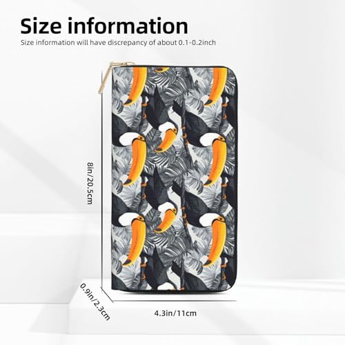 Leather Thin Slim Wallets for Women Men - Fashion Toucan Cute Print Card Wallet Holder with Zipper2