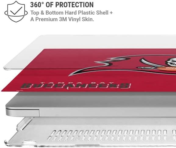 Skinit Laptop Case Plus Skin Compatible with MacBook Air 15in (2023) - Officially Licensed NFL Tampa Bay Buccaneers Distressed Design