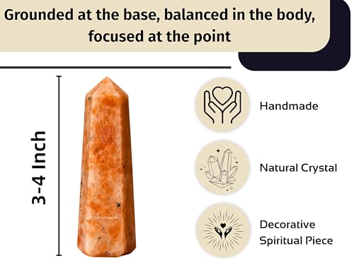 Image of Certified Sunstone Crystal Tower Obelisk Point for Chakra