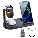 Produktbild Kabelloses Ladegerät, 15W Fast Wireless Charger, 4 in 1 Induktive ladestation für Apple Watch 5/4/3/2/1, iPhone 12/SE/11/X/XR/Xs Max/8, Airpods Pro/2, Samsung Galaxy S20/S10 (Mit 18W QC 3.0 Adapter)
