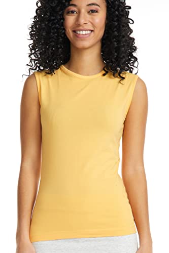 Image of ESTEEZ Women's Sleeveless Fitted Tank Top - Stretch Cotton Blend, Layering Essential