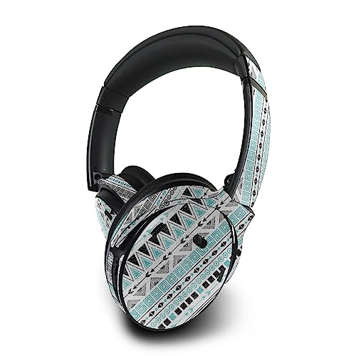 Image of MightySkins Glossy Glitter Skin Compatible with Bose QuietComfort 45 Headphones Turquoise Tribal | Protective, Durable High-Gloss Glitter Finish | Easy to Apply