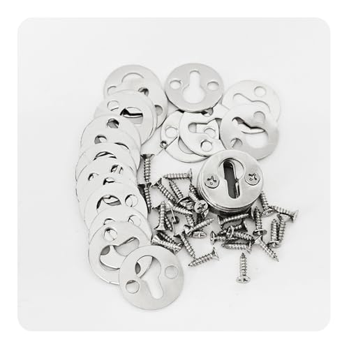 Image of 50Pcs Round 1 Inch Mortise Type Metal Keyhole Hangers, Silver Shelf Brackets for Photo Picture Frame Hanging with Screws