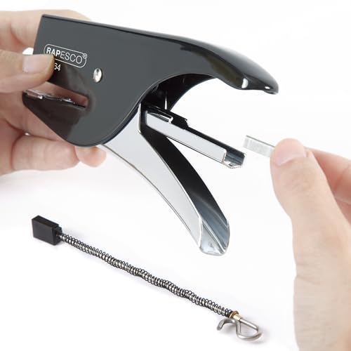 Image of Rapesco 1267 SP-64 Stapling Plier and 1000 Type 21 /4mm Staples, 12 Sheet Capacity, Black