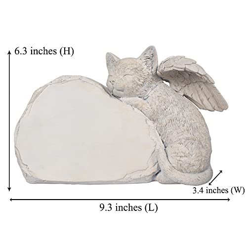 Laggatts Personalized Pet Cat Memorial Stone With A Sleeping Cat Angel Statue, Cat Grave Markers, Cat Headstone Tombstone For Outdoor Garden, One Size, Full Color #TOP2