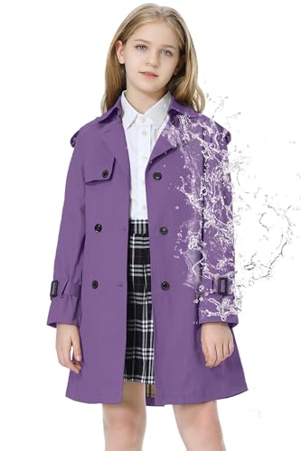 Image of Betusline Womens & Girls Waterproof Trench Coat Double Breasted Lapel Overcoat Outerwear, 3 Years - Women 2XL
