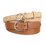 Calvin Klein Women's 2-Pack Skinny Fashion Belt Set, Assorted, Small