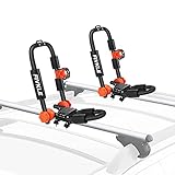 Foldable Adjustable Kayak Rack, J-Style Kayak Roof Rack+ 2 Tie Down Straps, Universal Rooftop Cargo...