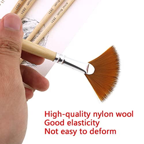 Mtqy 5 In 1 Fan Paint Brushes Kit Professional Artist Acrylic Paint Brushes Set For Watercolor, Acrylics, Ink, Gouache, Oil, Tempera Painting #TOP3
