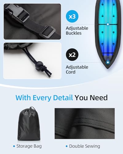 Image of OCEANBROAD Kayak Cover, Water-Resistant UV-Resistant Kayak(Non-Fishing) Canoe Dust Covers for Outdoor Storage, Suitable for 9.3-10.5ft Length, Up to 34in Width, 420D Black